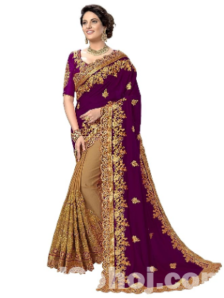 ইন্ডিয়ান জর্জেট শাড়ি ব্লাউজ পিস সহ